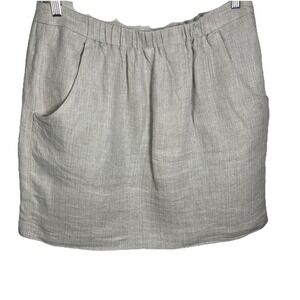 Loft 100% linen beige cream casual A-line skirt size 12